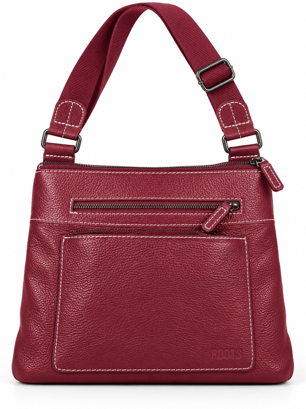 Roots Shoulder Bag in Deep Berry Red